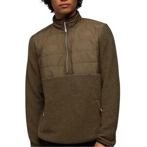 Prana Mens Jacket IncredWool XL Slate Green Heather 1/2 Zip Layering Performance